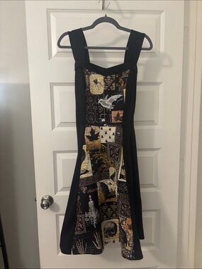 Hemet Black Nevermore dress SZ L fitted bodice patchwork central panel Halloween